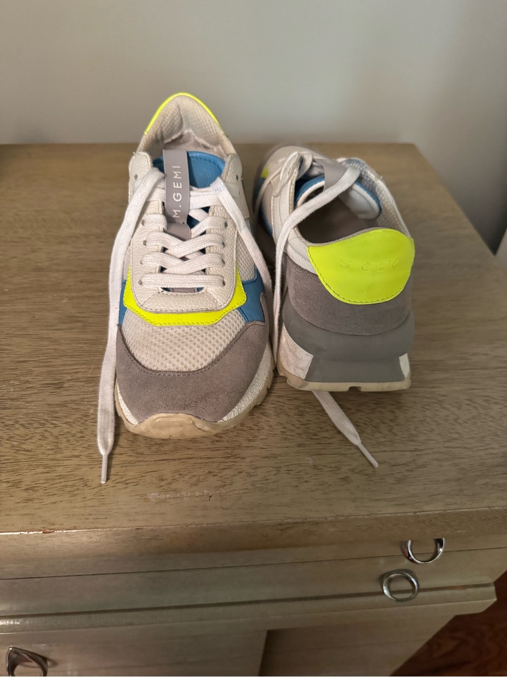M. Gemi Gray, White & Neon Yellow Women’s Sneakers
